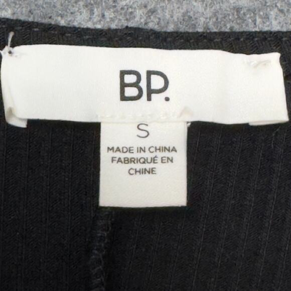 Black Mini Dress Babydoll Rib Knit Lettuce Edge Tie Front BP S Whimsigoth Retro - Picture 12 of 15